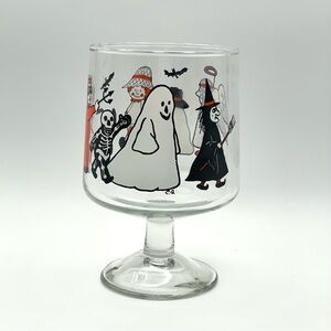 Vintage 80s Carlton Glass Halloween Goblet Costume Kids Candy Jar Dish NO LID